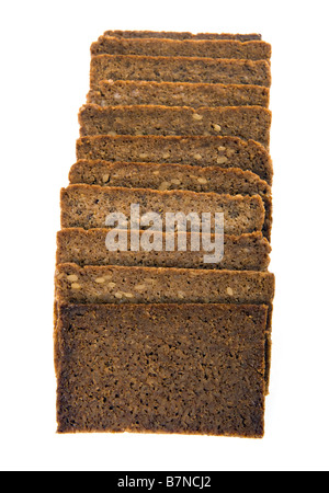 Fette di pane marrone vollkornbrot tedesco tutto il mais pane scuro chicco di mais derrata alimentare pane integrale di grano intero assortime Foto Stock