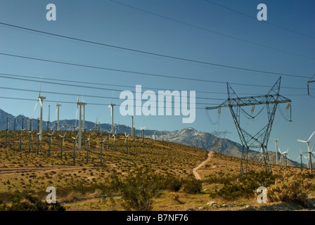 Fattoria eolica, turbine, North Palm Springs, CA, San Gorgonio Pass, Coachella Valley , turbina centrale eolica, Foto Stock