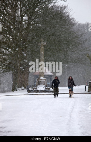 Inverno sul Park a piedi in Shaftesbury in Dorset Foto Stock