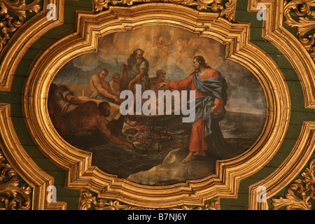 Gesù Cristo chiama il suo primo apostolo sant Andrea. Dipinto sul soffitto della Cattedrale di Amalfi in Campania, Italia. Foto Stock