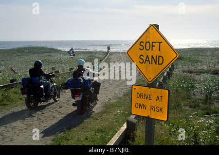 Soffice sabbia cartello segnaletico Parco Nazionale di Redwood vicino Orick Humboldt County in California Foto Stock