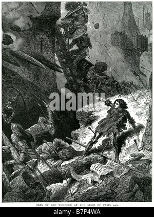 Joan arc feriti assedio Parigi 1429 olider combattendo la battaglia attacco bellico morte lotta assedio militare di carica i soldati dell esercito Foto Stock