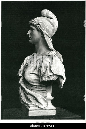 Repubblica busto scultura profilo di intagliare la pietra gautherin jean mostravano prefecturede la seine Paris salon1880 Francia francese in testa Foto Stock