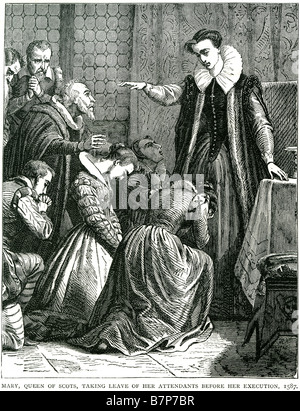 Maria Regina scozzese di lasciare agli operatori l'esecuzione 1587 addio lasciando frase cerimoniale inginocchiato Royal Royalty Maria ho (popolarmente kn Foto Stock