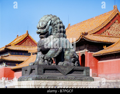 Città proibita lions statua del padiglione cinese di Pechino Foto Stock