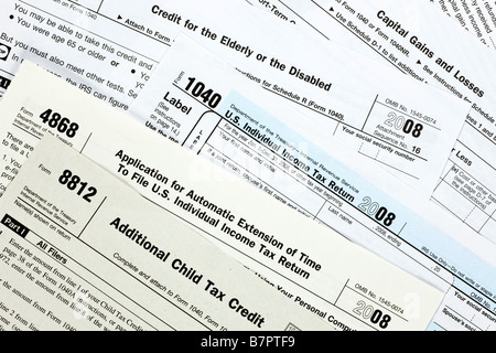 Diverse forme fiscali statunitensi si diffusero tra loro Foto Stock