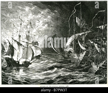 Attacco alla Armada spagnola 1588 l' Armada spagnola (spagnolo: Grande y Felicísima Armada, 'grande e più fortunati Navy' o Ar Foto Stock