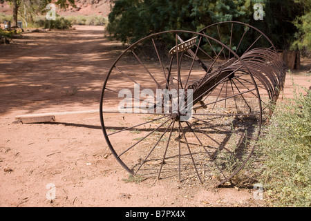 Antica a cavallo il dump rastrello, STATI UNITI D'AMERICA Foto Stock