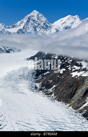 Vista aerea del ghiacciaio Margerie e Mt. Fairweather in Alaska il Parco Nazionale di Glacier Bay, Alaska Foto Stock