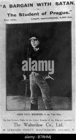 Der Student von Prag lo studente di Praga Anno: 1913 - Germania Paul Wegener registi : Hanns Heinz Ewers, Stellan Rye basato su una poesia di Alfred de Musset e una storia di Edgar Allen Poe (William Wilson) Foto Stock