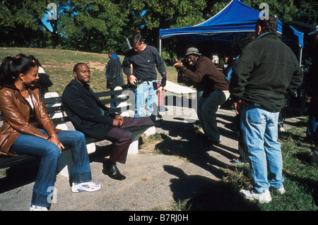 Lo zucchero di canna Anno: tournage - zucchero bruno Anno: 2002 USA Sanaa Lathan, Taye Diggs, Rick Famuyiwa sul set Direttore :Rick Famuyiwa USA 2002 Foto Stock