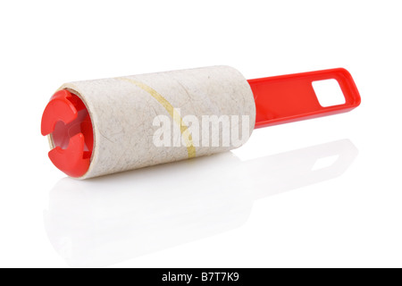 Rullo adesivo per la pulizia di indumenti dal pelo di animali e capelli  isolato su sfondo bianco con ombre Foto stock - Alamy