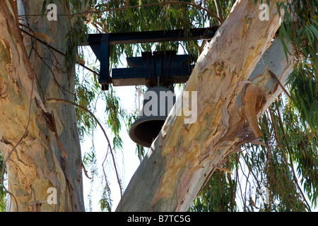 Chiesa Asinou Campanile Belfry sull'albero, monti Troodos, Cipro del Sud Foto Stock