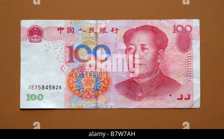 Cina 100 un centinaio di Yuan nota banca Foto Stock