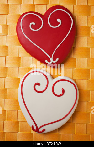 Due cuore shapped cookie Foto Stock