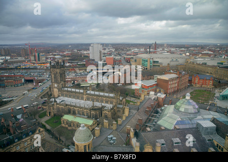 Vista aerea del centro di Manchester REGNO UNITO guardando a Nord Ovest Foto Stock