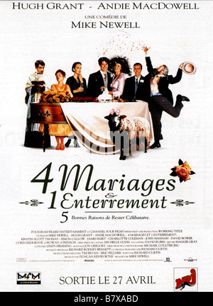 Quattro matrimoni e un funerale Anno: 1994 Direttore del Regno Unito: Mike Newell film poster (Fr) Foto Stock