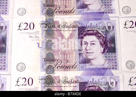 Inglese venti pound note. Foto Stock