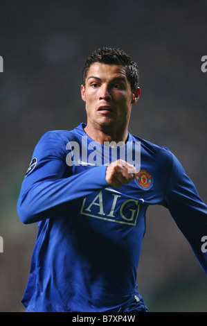 Cristiano Ronaldo uomo U novembre 5 2008 calcio UEFA Champions League Gruppo e tra il Celtic 1 1 Manchester United al Celtic Park Glasgow Scozia Foto di YUTAKA AFLO SPORT 1041 Foto Stock