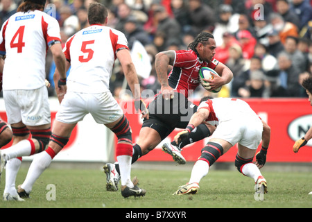 Christian Loamanu TOSHIBA gennaio 18 2009 Rugby Giappone Top Rugby League 2008 2009 XIII Sec match tra Toshiba Brave Lupus 62 13 SANYO Electric Wild Cavalieri a Chichibunomiya Rugby Stadium Tokyo Giappone Foto di Akihiro Sugimoto AFLO SPORT 1080 Foto Stock