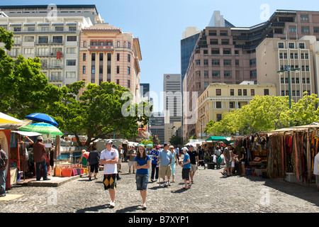 Vista della Piazza Greenmarket a Città del Capo in Sud Africa. Foto Stock