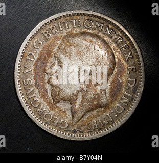 6d sixpence tanner metà scellino King George quinto V Gran Bretagna moderna 2,5 pence Foto Stock