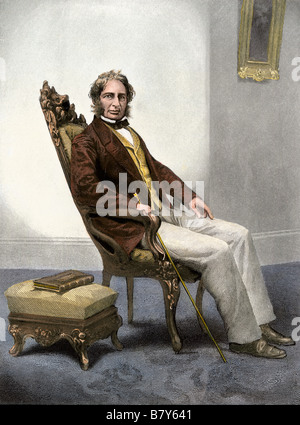 Henry Wadsworth Longfellow. Colorate a mano incisione in acciaio Foto Stock