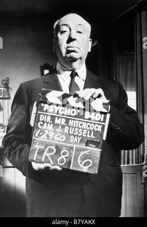 Psycho Anno: 1960 USA Direttore: Alfred Hitchcock Alfred Hitchcock sul set Foto Stock