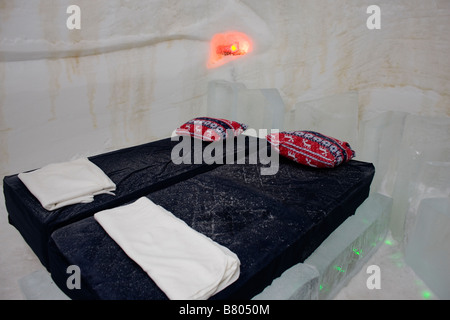 Una camera da letto nella neve Hotel a Kirkenes Norvegia 400 km al di sopra del circolo actic Foto Stock