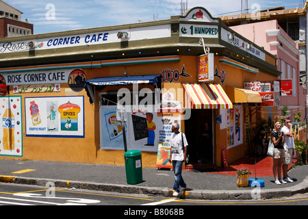 Corner Cafe su rose street bo-kaap Città del Capo SUD AFRICA Foto Stock
