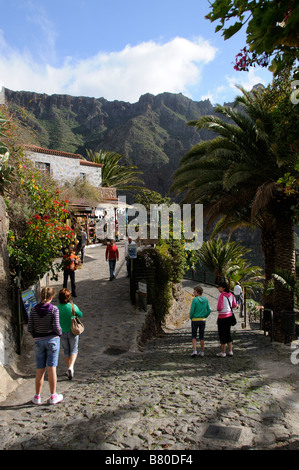 Il piccolo villaggio di montagna di Masca in Teno massiccio Tenerife Isole Canarie Foto Stock