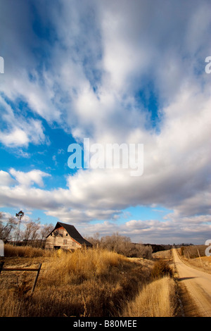 Una strada rurale nella parte orientale del Nebraska USA 19 Gennaio 2009 Foto Stock
