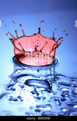 Un gocciolamento di acqua facendo un tuffo. Foto Stock