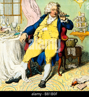 George IV come il Principe di Galles 1792 caricatura da Gillray di Voluptuary sotto gli orrori della digestione Foto Stock