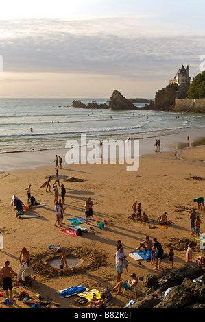Baschi spiaggia a Biarritz Francia Foto Stock