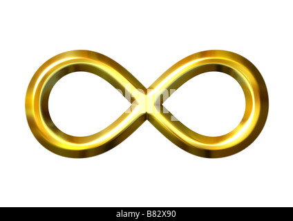 3d golden simbolo di infinito Foto Stock