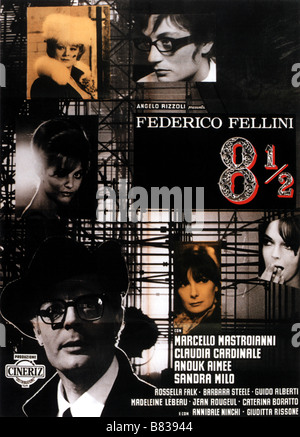 8 1/2 anno: 1963 - Italia Direttore : Federico Fellini Marcello Mastroianni poster del filmato Foto Stock