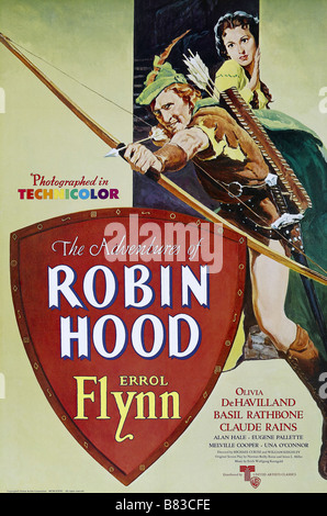 Le avventure di Robin Hood Anno : 1938 USA Errol Flynn Direttore: Michael Curtiz, William Keighley poster del filmato Foto Stock