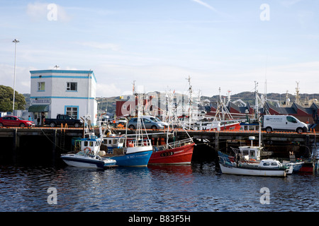 Attività di pesca i pescherecci con reti da traino a Killybegs Harbour, County Donegal, Irlanda Foto Stock