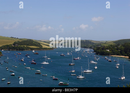 Ripresa aerea di una spiaggia Salcombe Devon England Regno Unito Foto Stock