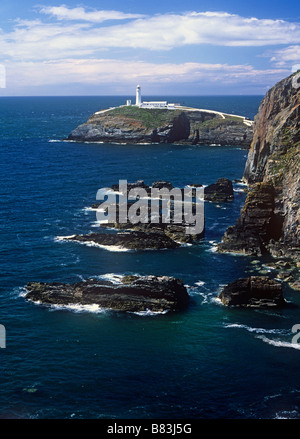 Sud pila faro, Isola di Anglesey, Galles del Nord, Regno Unito Foto Stock