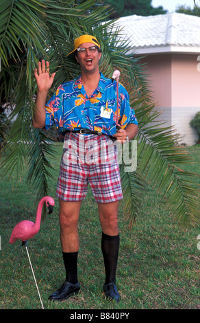 Malamente vestito Florida Man Waving, FL, Stati Uniti Foto Stock