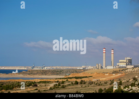 La stazione di potenza vicino a Djorf Lasfar harbour Marocco Foto Stock