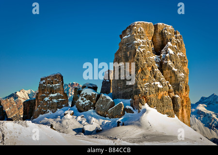 Le Cinque Torri, Dolomiti, Cortina D'Ampezzo, Veneto, Italia Dolomiti Alpi Italiane Alpi Foto Stock