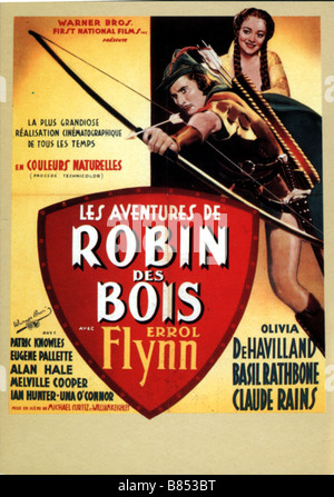 Le avventure di Robin Hood Anno : 1938 - USA Direttore : Michael Curtiz William Keighley poster del filmato Foto Stock