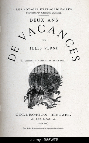 Jules Verne, "Due anni Holiday", risguardo del libretto Foto Stock