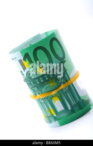 Rotolo di carta Euro note Foto Stock