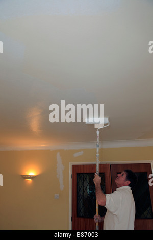 Regno Unito un decoratore a lavorare in una casa privata Foto Stock
