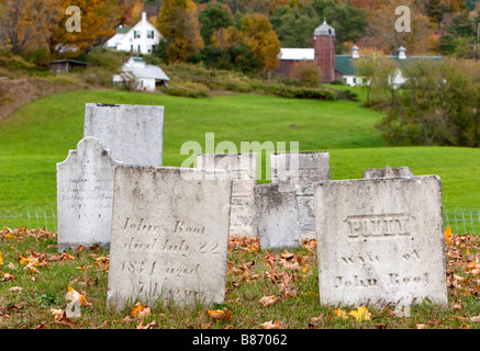 Le lapidi nelle zone rurali del Vermont USA 8 Ottobre 2008 Foto Stock