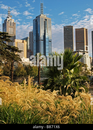 Giardini alexandra con ufficio blocchi in background Melbourne Victoria Australia Foto Stock